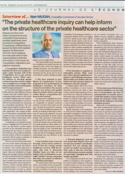 Interview of The Executive Director in L’Express 29.04.26